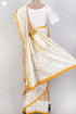 Chanderi Silk Saree With Chikankari Embroidery In Floral Block Print